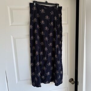 Navy Floral Midi Skirt